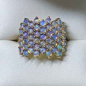 Natural Opal Cluster Ring - Size 6.5